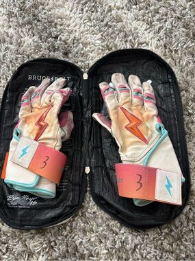 Bruce Bolt Men's Multicolor Lightning Bolt Gloves - Teal & Coral Accents